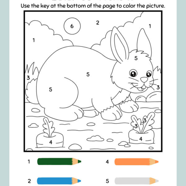 Colour by Numbers Worksheets for Child Development