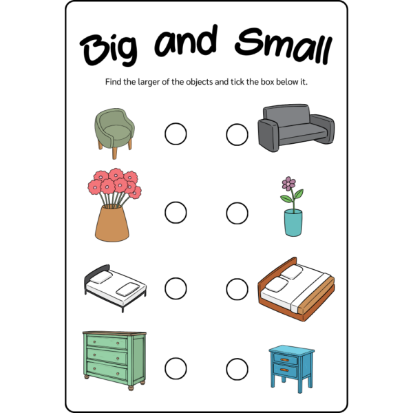Big or Small Worksheets for Child Development