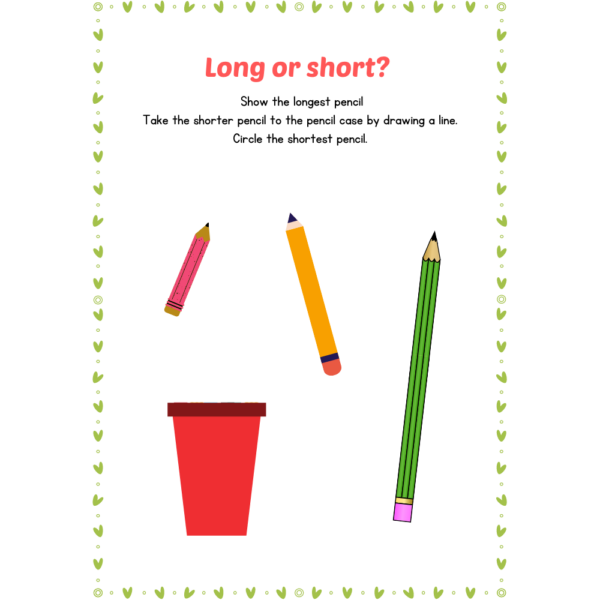Long and Short Worksheets for Child Development
