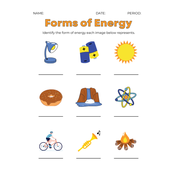 Technology and Energy Worksheets for Child Development