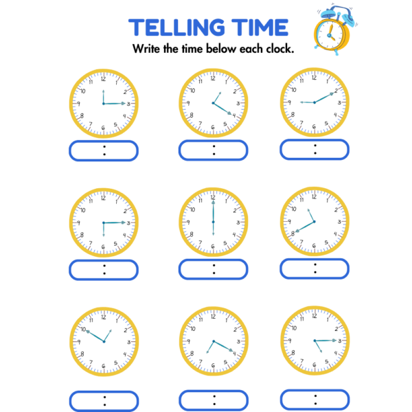 Telling Time Worksheet for Child Development