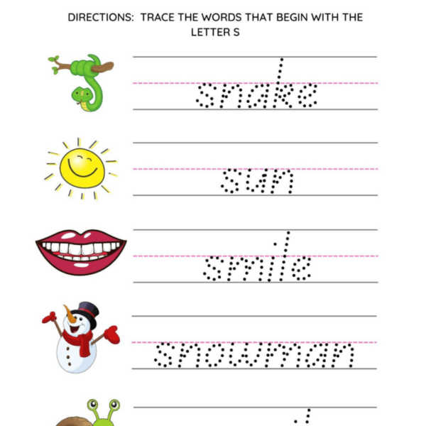Words That Begin With Worksheets for Child Development