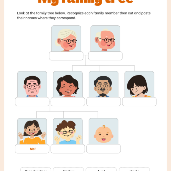Family and Relations Worksheets for Child Development