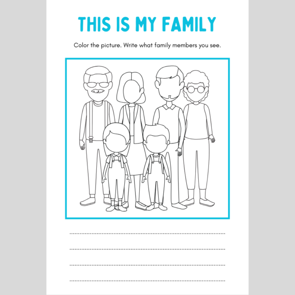 Family and Relations Worksheets for Child Development